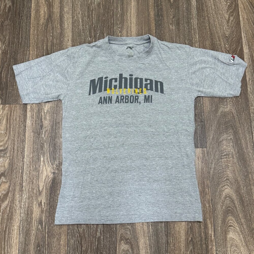VTG Michigan Wolverines Shirt Men's Medium Gray Embroidered Sportswear NCAA Y2K